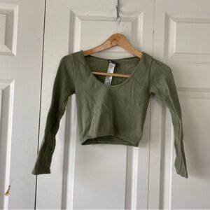 Zara Sage Green Ribbed Crop Top